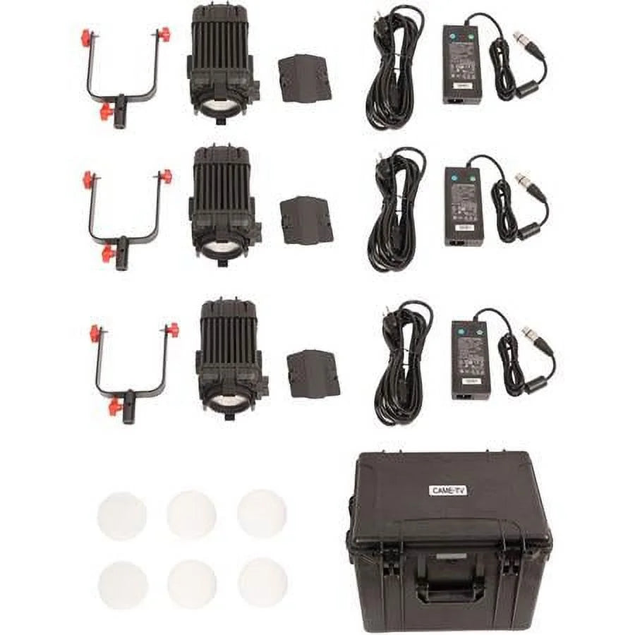 Boltzen 100W Fresnel Focusable  Bi-Color 3-Light Kit