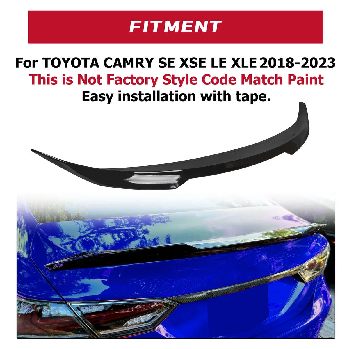 Kojem Rear Trunk Spoiler Lid Wing for 2018-2021 Toyota Camry     M4 Style 19 20 Glossy Black
