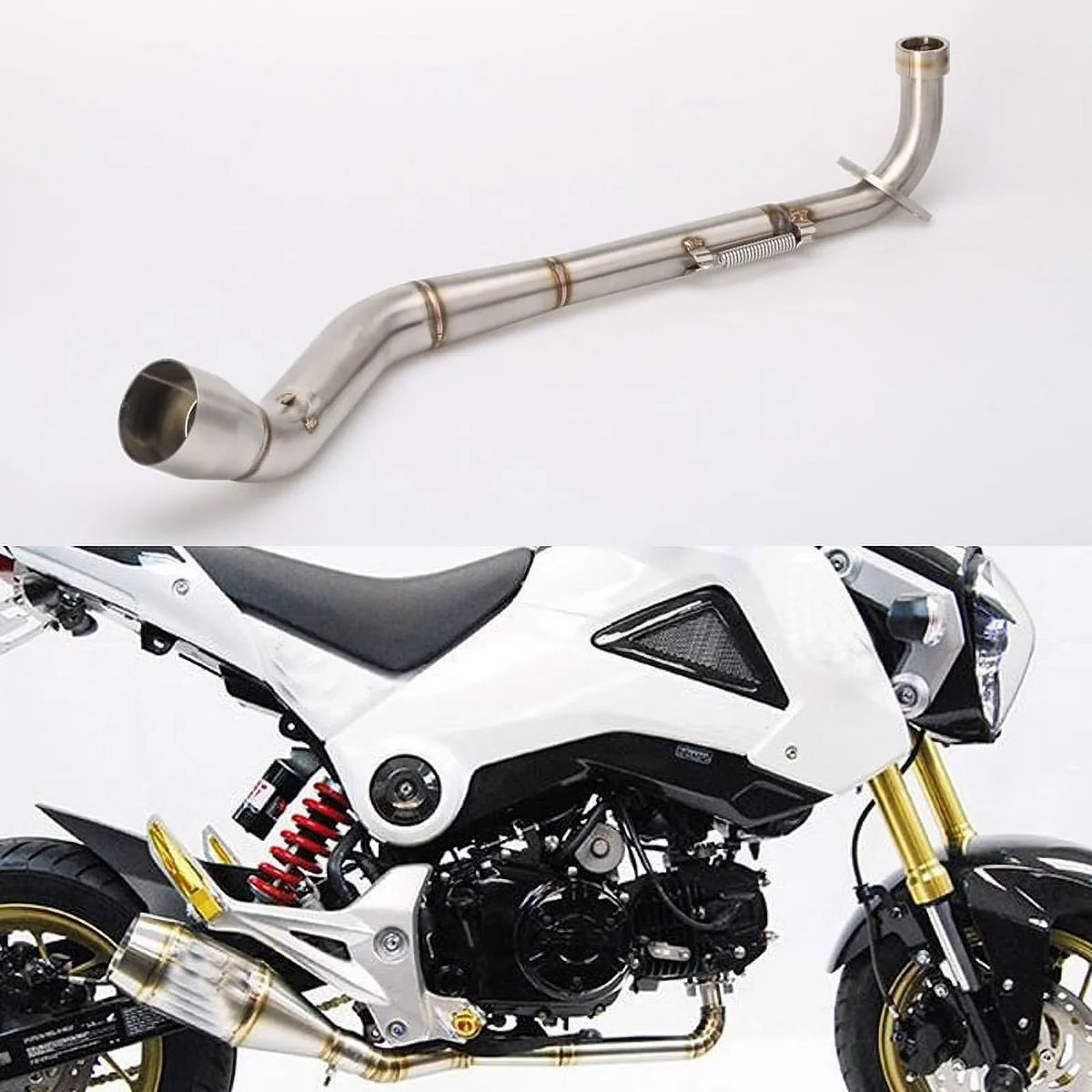 Motorcycle Exhaust Muffler Middle and Front Link Pipe Full System For Honda  125 / Grom 2013 2014 2015 MSX125 Slip-on