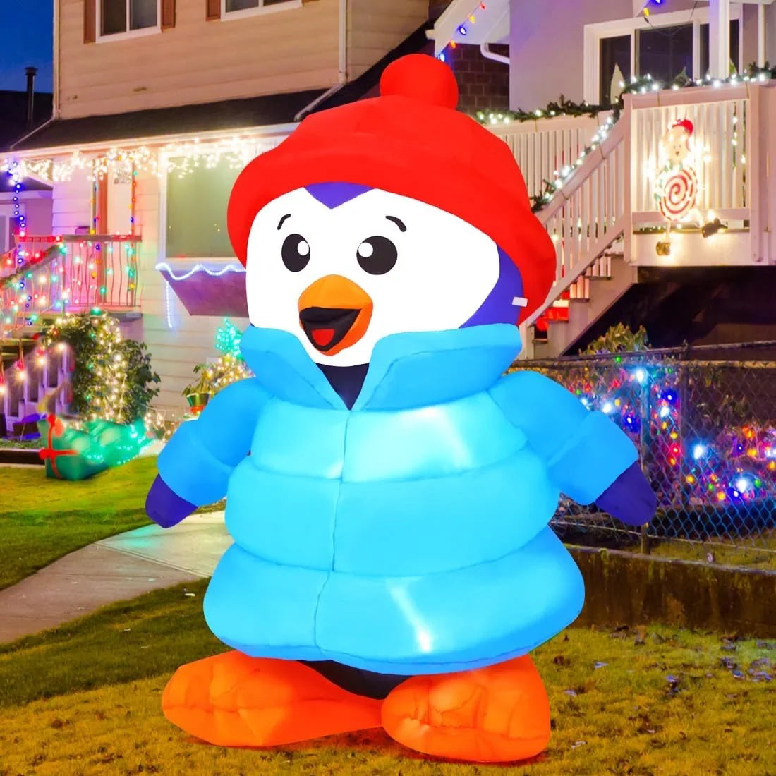 Christmas Inflatable 6  Christmas Decorations Penguin with Hat, Outdoor Penguin Decorations with  Lights, Inflatable Penguin Christmas Outdoor Inflatable Decorations Clearance for Xmas