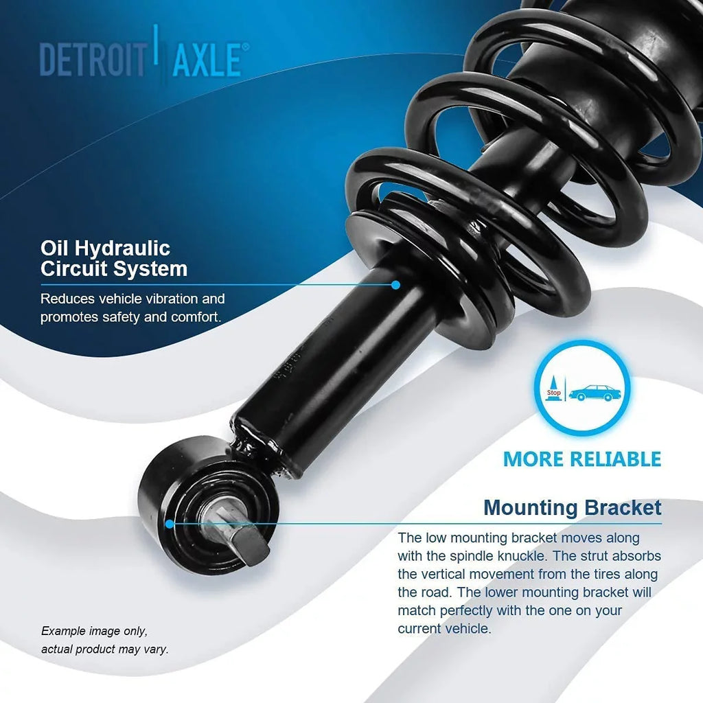 Detroit Axle - Struts Shocks for 2007-2013  Chevy Silverado Sierra 1500 [Exc. Electronic Susp.] Complete 2 Front Struts w/Coil Spring 2 Rear Shock Absorbers 2008 2009 2010 2011 2012 Replacement