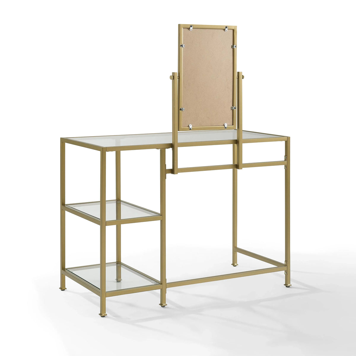 Crosley Furniture Aimee 2-Piece Tempered Glass Vanity Desk/Mirror in Soft Gold