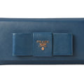 Pre-Owned Prada wallet  long 1MH132  blue   embossed leather (Good)