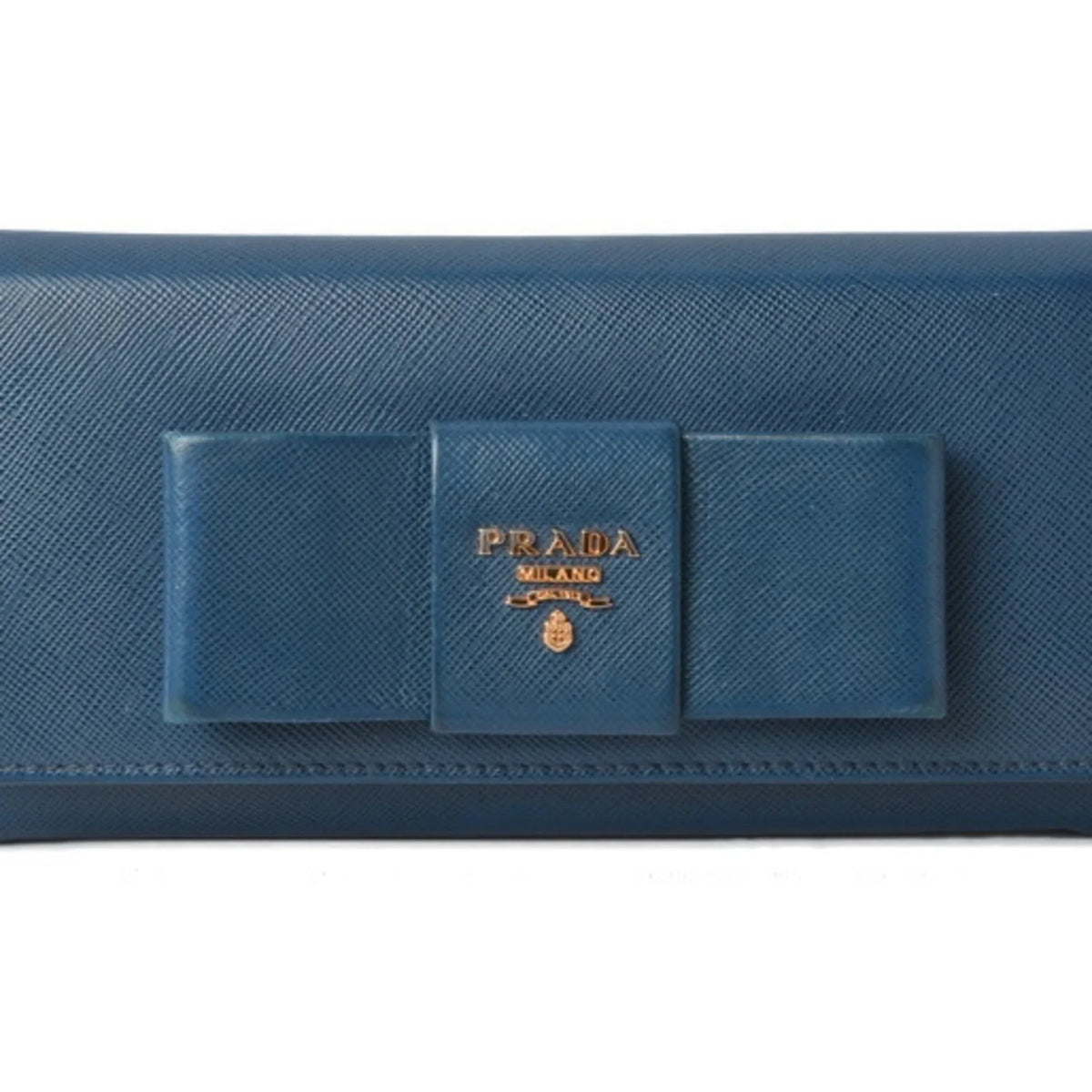 Pre-Owned Prada wallet  long 1MH132  blue   embossed leather (Good)