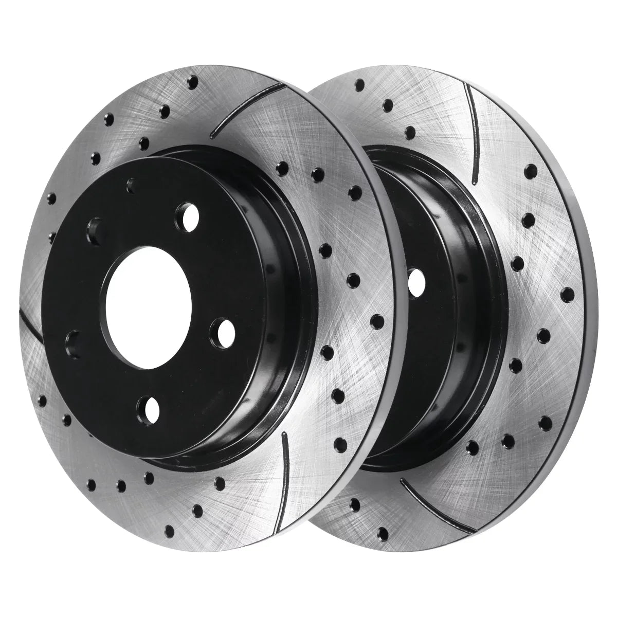 AutoShack Front and Rear Drilled Slotted Brake Rotors Black Set of 4 Replacement for 2016 2017 2018 2019 2020 2021 2022 Mazda -5 2.0L 2.5L   BRKPK200