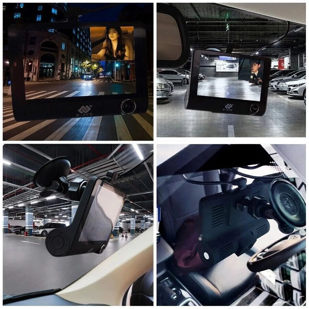 Xhy Car Dual Lens Dash Cam 1080P 4"   Front/Rear/Built-In Video Camera Driving Recorder G-Sensor, Motion Detection and Parking Monitoring