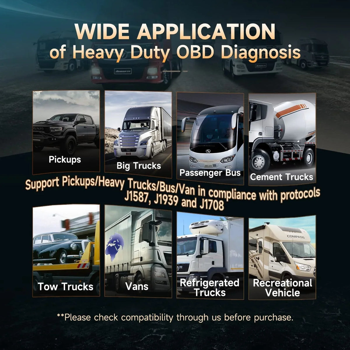 Romondes RD901 Heavy Duty Truck Scanner  OBD2 Scan Tool   Diesel Scanner All System Diagnostic Tool with  Oil Light Reset  Heavy Duty Truck  Car  2 in 1 Code Reader