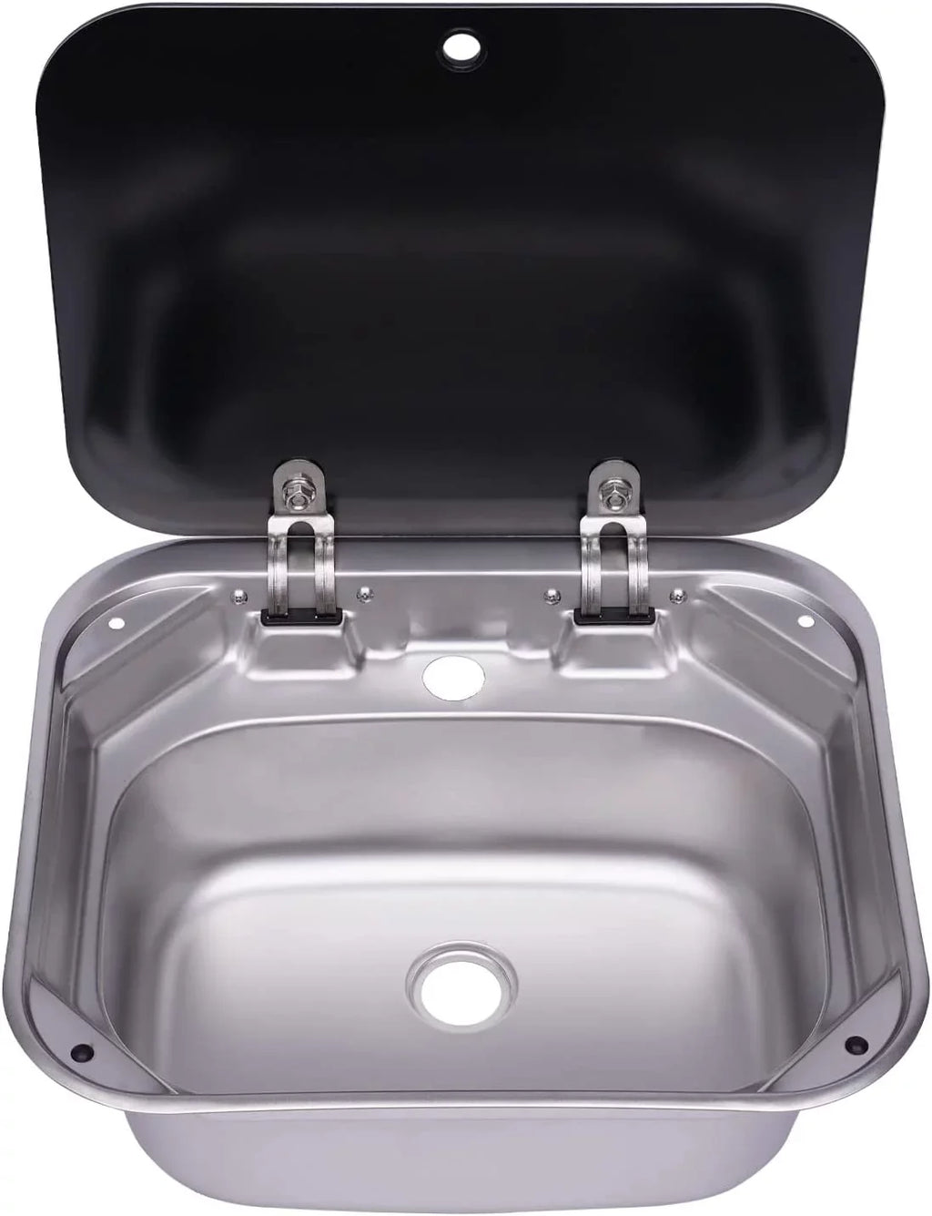 Miumaeov  Kitchen Sink Stainless Steel Hand Wash Basin Sink With Tempered Glass Lid Outdoor  Single Bowl Hand Wash Basin Sink For Caravan, Camper And Kitchen