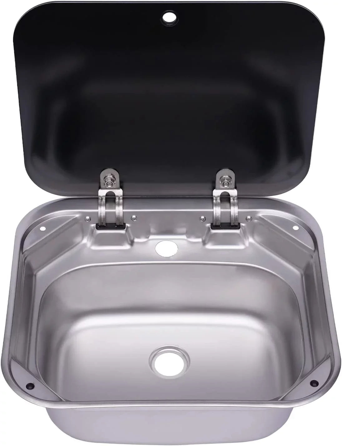 Miumaeov  Kitchen Sink Stainless Steel Hand Wash Basin Sink With Tempered Glass Lid Outdoor  Single Bowl Hand Wash Basin Sink For Caravan, Camper And Kitchen