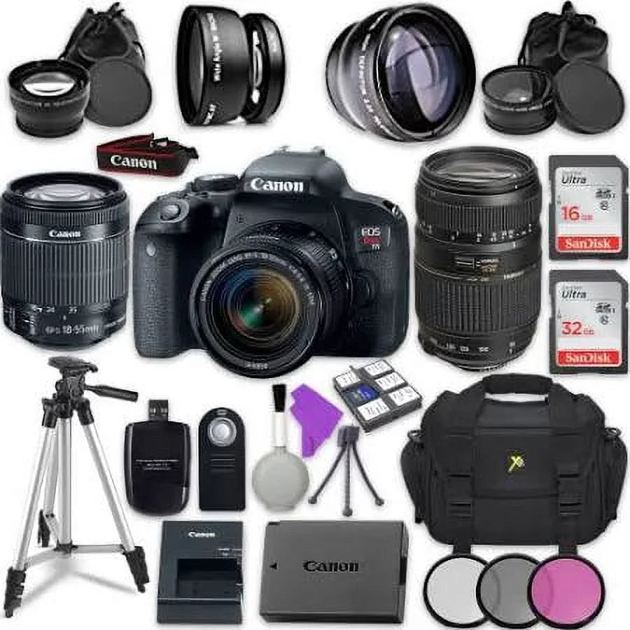 Canon  Rebel T7i Digital  Camera w/ -S 18-55mm   Lens||Tamron Zoom Telephoto  70-300mm f/4-5.6 Autofocus Lens ||Accessory Bundle