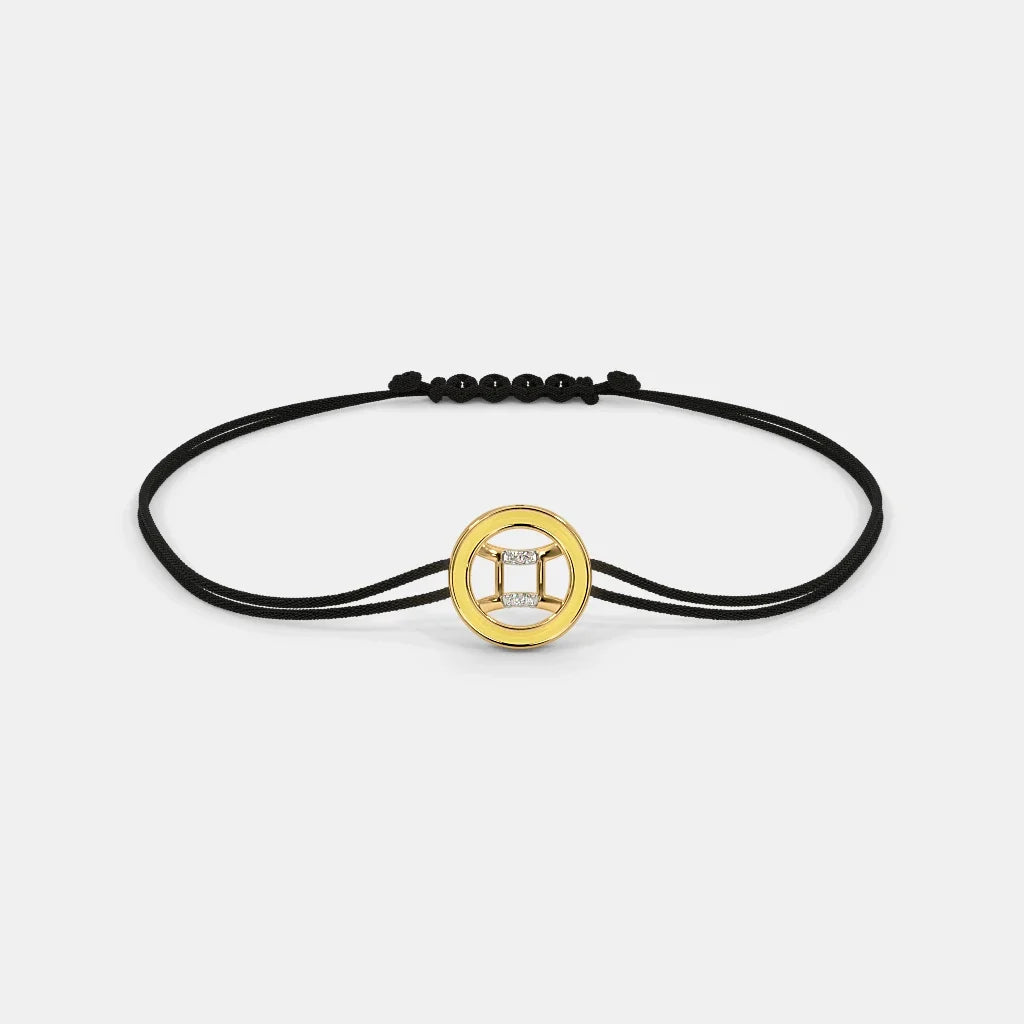 The Enid Gemini Cord Bracelet - Adjustable Elegance in 18Kt Yellow Gold